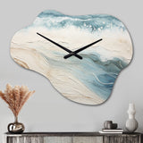 Modern Blue And Beige Sand Aerial View V - Asymmetric Metal Wall Clock