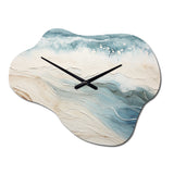 Modern Blue And Beige Sand Aerial View V - Asymmetric Metal Wall Clock