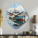 Fishing Boat At The Port - Asymmetric Metal Wall Clock