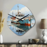Fishing Boat At The Port - Asymmetric Metal Wall Clock