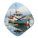 Fishing Boat At The Port - Asymmetric Metal Wall Clock