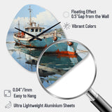 Fishing Boat At The Port - Asymmetric Metal Wall Clock