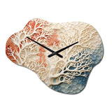 Pink And White Coastal Coral Collage I - Asymmetric Metal Wall Clock