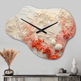 Pink And White Coastal Coral Collage V - Asymmetric Metal Wall Clock