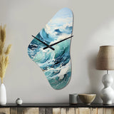 Watercolor Storm Coastal Ocean II - Asymmetric Metal Wall Clock
