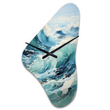 Watercolor Storm Coastal Ocean II - Asymmetric Metal Wall Clock