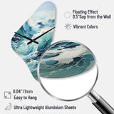 Watercolor Storm Coastal Ocean II - Asymmetric Metal Wall Clock