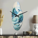 Watercolor Storm Coastal Ocean II - Asymmetric Metal Wall Clock