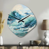 Watercolor Storm Coastal Ocean II - Asymmetric Metal Wall Clock
