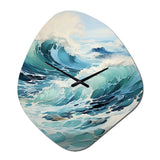 Watercolor Storm Coastal Ocean II - Asymmetric Metal Wall Clock