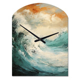 Modern Coastal Blue And Gold Wave - Asymmetric Metal Wall Clock