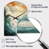 Modern Coastal Blue And Gold Wave - Asymmetric Metal Wall Clock
