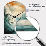 Modern Coastal Blue And Gold Wave - Asymmetric Metal Wall Clock