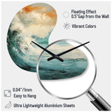 Modern Coastal Blue And Gold Wave - Asymmetric Metal Wall Clock