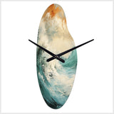 Modern Coastal Blue And Gold Wave - Asymmetric Metal Wall Clock