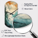 Modern Coastal Blue And Gold Wave - Asymmetric Metal Wall Clock