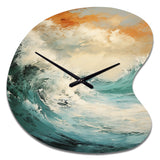 Modern Coastal Blue And Gold Wave - Asymmetric Metal Wall Clock