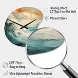 Modern Coastal Blue And Gold Wave - Asymmetric Metal Wall Clock