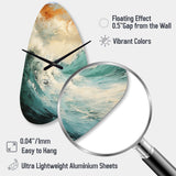 Modern Coastal Blue And Gold Wave - Asymmetric Metal Wall Clock