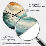 Modern Coastal Blue And Gold Wave - Asymmetric Metal Wall Clock
