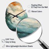 Modern Coastal Blue And Gold Wave - Asymmetric Metal Wall Clock