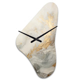 Modern Coastal Beige And Gold River II - Asymmetric Metal Wall Clock