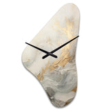 Modern Coastal Beige And Gold River II - Asymmetric Metal Wall Clock