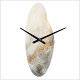 Modern Coastal Beige And Gold River II - Asymmetric Metal Wall Clock