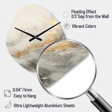 Modern Coastal Beige And Gold River II - Asymmetric Metal Wall Clock