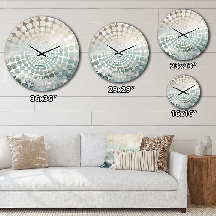 Modern Coastal Beige And Blue River I - Coastal Metal Wall Clock