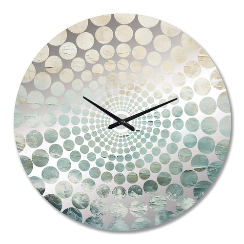 Modern Coastal Beige And Blue River I - Coastal Metal Wall Clock