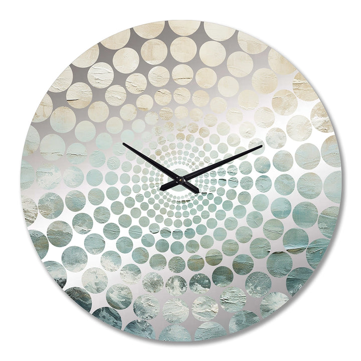 Modern Coastal Beige And Blue River I - Coastal Metal Wall Clock