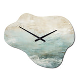 Modern Coastal Beige And Blue River I - Asymmetric Metal Wall Clock