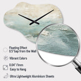 Modern Coastal Beige And Blue River I - Asymmetric Metal Wall Clock