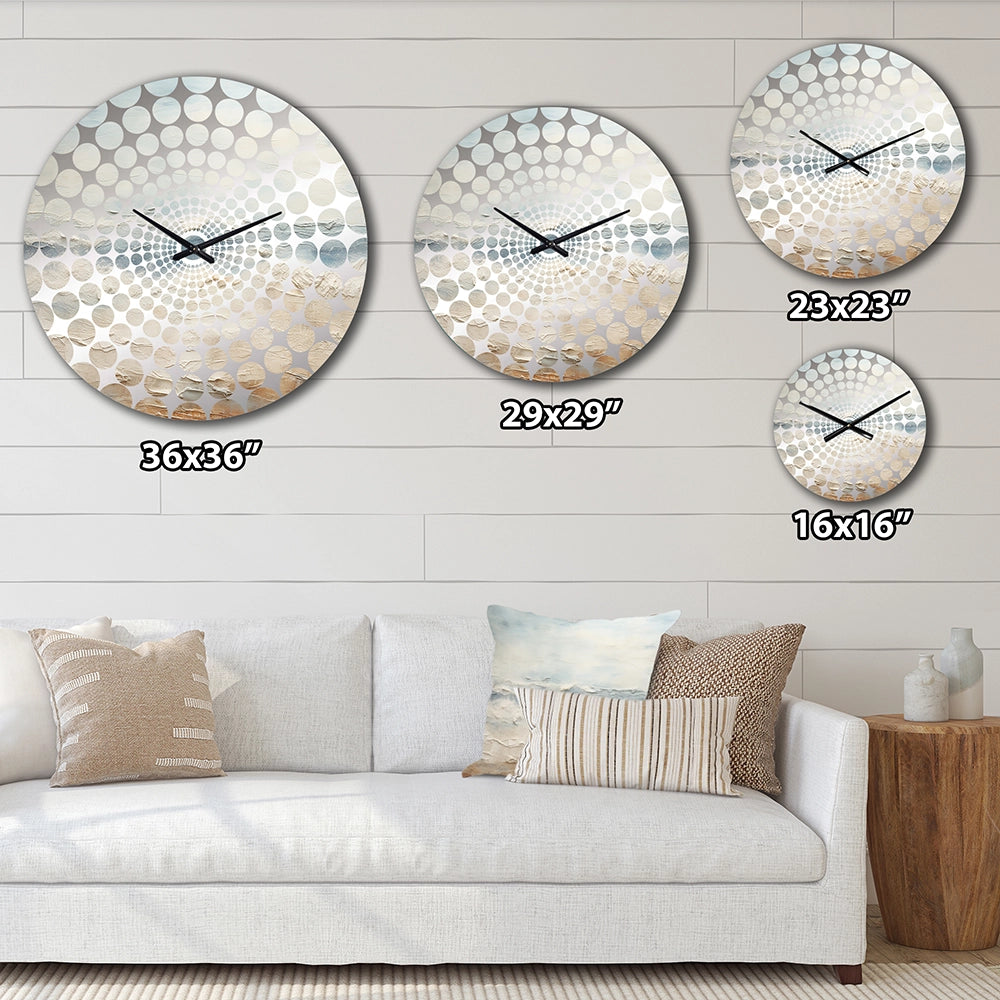 Modern Coastal Beige And Grey River - Coastal Metal Wall Clock