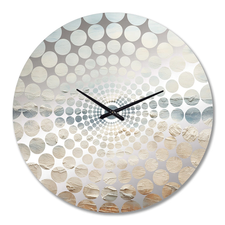 Modern Coastal Beige And Grey River - Coastal Metal Wall Clock