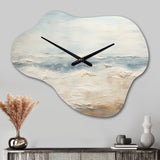Modern Coastal Beige And Grey River - Asymmetric Metal Wall Clock