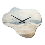 Modern Coastal Beige And Grey River - Asymmetric Metal Wall Clock