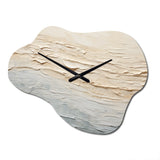 Modern Coastal Beige And Grey River I - Asymmetric Metal Wall Clock
