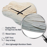 Modern Coastal Beige And Grey River I - Asymmetric Metal Wall Clock
