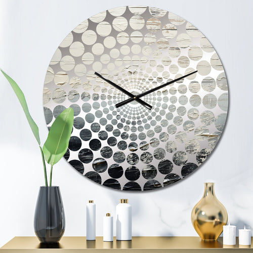 Black And White Paint River - Abstract Metal Wall Clock