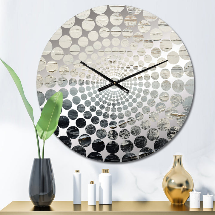 Black And White Paint River - Abstract Metal Wall Clock