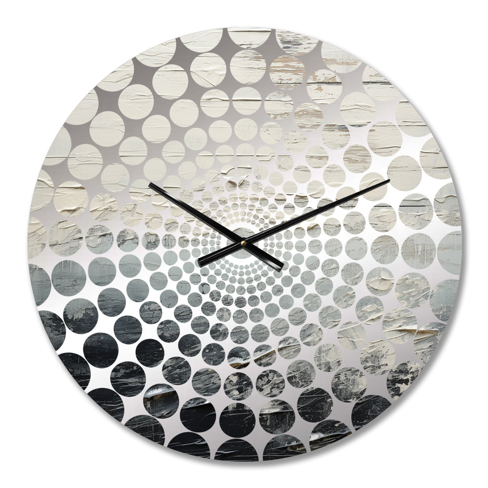 Black And White Paint River - Abstract Metal Wall Clock