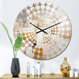 Beige And Golden Cubic Perspective - Abstract Metal Wall Clock