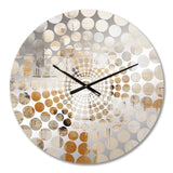 Beige And Golden Cubic Perspective - Abstract Metal Wall Clock
