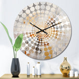 Beige And Golden Cubic Perspective II - Abstract Metal Wall Clock