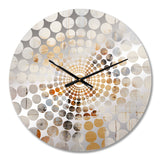 Beige And Golden Cubic Perspective II - Abstract Metal Wall Clock