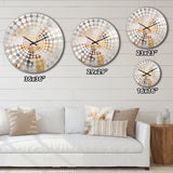 Beige And Golden Cubic Perspective II - Abstract Metal Wall Clock