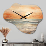 Beige And Golden Beach Sunset Paradise II - Asymmetric Metal Wall Clock