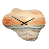 Beige And Golden Beach Sunset Paradise II - Asymmetric Metal Wall Clock